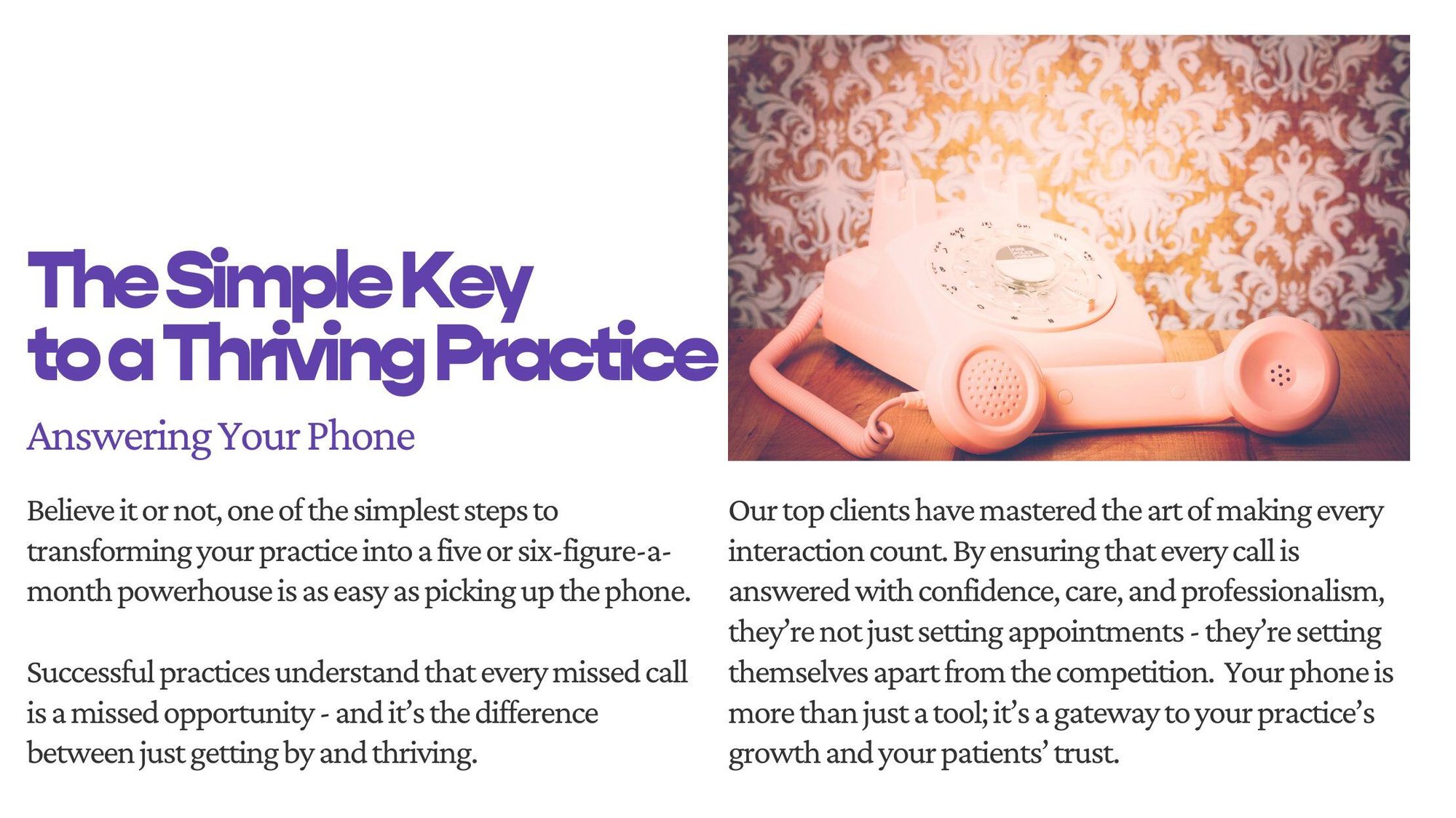 the key to a thriving practice - answering your phone